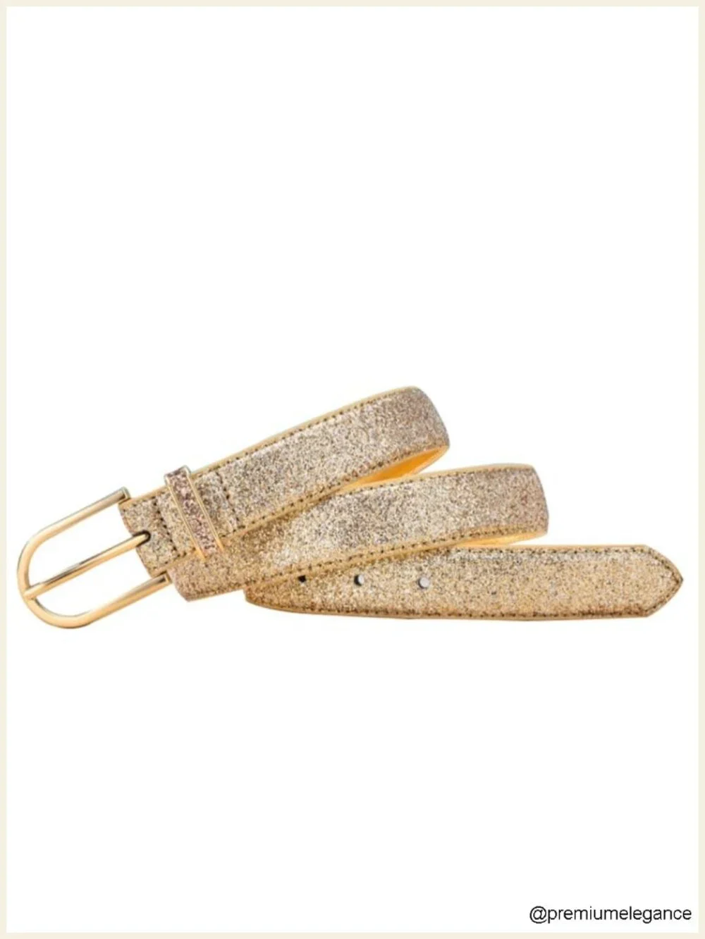 Sparkly PU Leather Belt for Women Skinny Sequin Waist Belt
